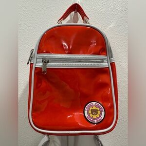Teddy Fresh Glossy Orange and White mini Backpack patent pvc unique imaginative